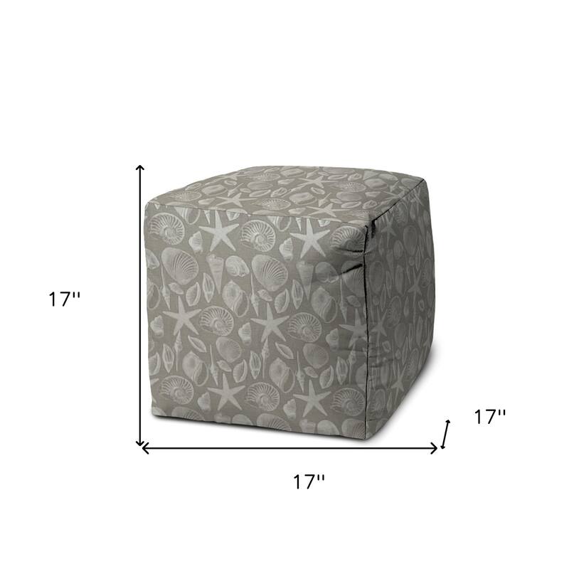 17" Grey 100 Polyester Cube Indoor Outdoor Pouf Ottoman 6' x 7' On